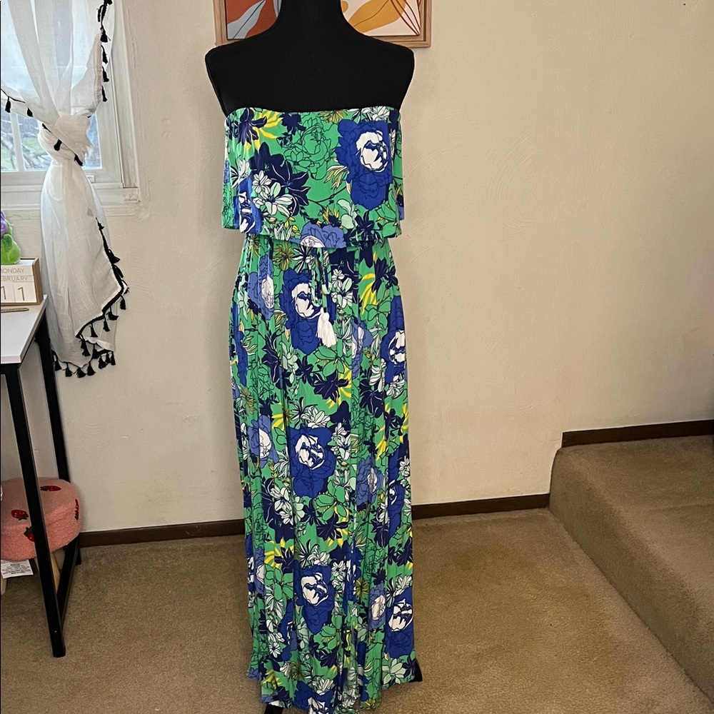 Japna Floral Strapless Maxi Dress Size M - Picture 2 of 6